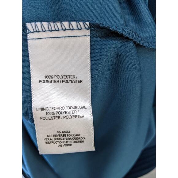 Taylor Dress Teal Green Pleated Midi Sheer Lined Fall Boho Smocked Waist Sz 12 - Picture 12 of 13